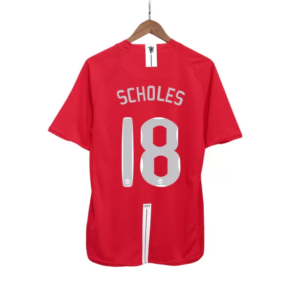 SCHOLES #18 Classic Manchester United Home Jersey 2007/08 - UCL Final - thejerseys