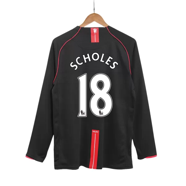 SCHOLES #18 Classic Manchester United Away Long Sleeve Jersey 2007/08 - thejerseys