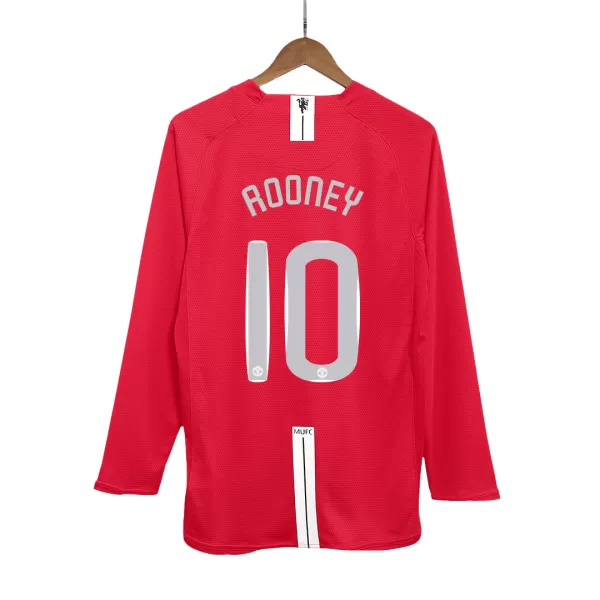 ROONEY #10 Classic Manchester United Home Long Sleeve Jersey 2007/08 - UCL Final - thejerseys