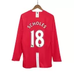 SCHOLES #18 Classic Manchester United Home Long Sleeve Jersey 2007/08 - thejerseys