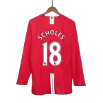 SCHOLES #18 Classic Manchester United Home Long Sleeve Jersey 2007/08 - thejerseys