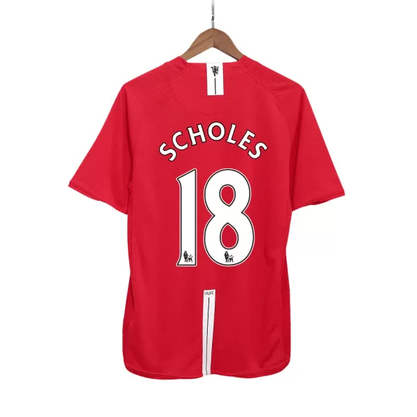 SCHOLES #18 Classic Manchester United Home Jersey 2007/08 - thejerseys