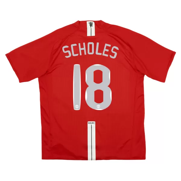 SCHOLES #18 Classic Manchester United Home Jersey 2007/08 - UCL Final - thejerseys