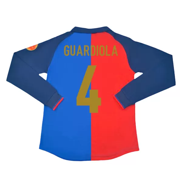 GUARDIOLA #4 Classic Barcelona Home Long Sleeve Jersey 1999/00 - 100th Anniversary - thejerseys