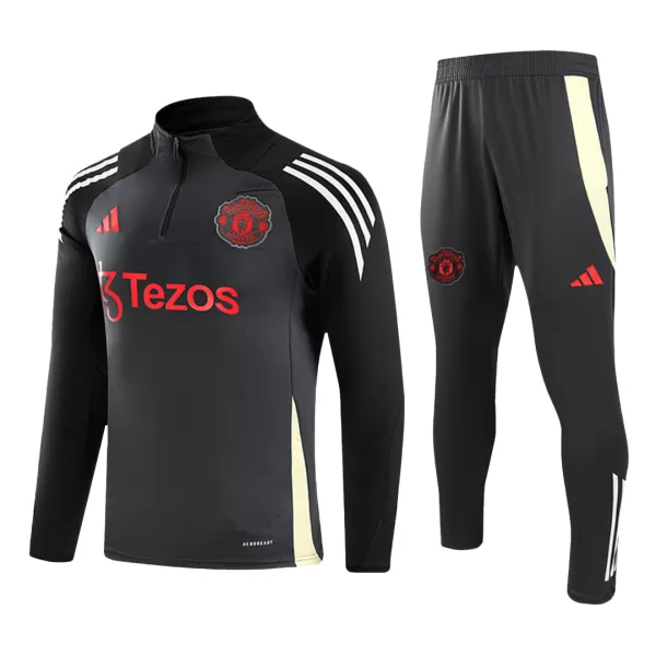 Manchester United 1/4 Zip Gray Tracksuit Kit(Top+Pants) 2024/25 for Adults - thejerseys