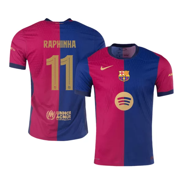 Barcelona RAPHINHA #11 Home Match Jersey 2024/25 UCL - Spotify Logo Without Text - thejerseys