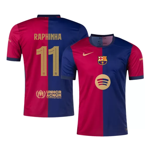 [Super Quality] Men's Barcelona RAPHINHA #11 Home Soccer Jersey 2024/25 UCL - Spotify Logo Without Text - thejerseys