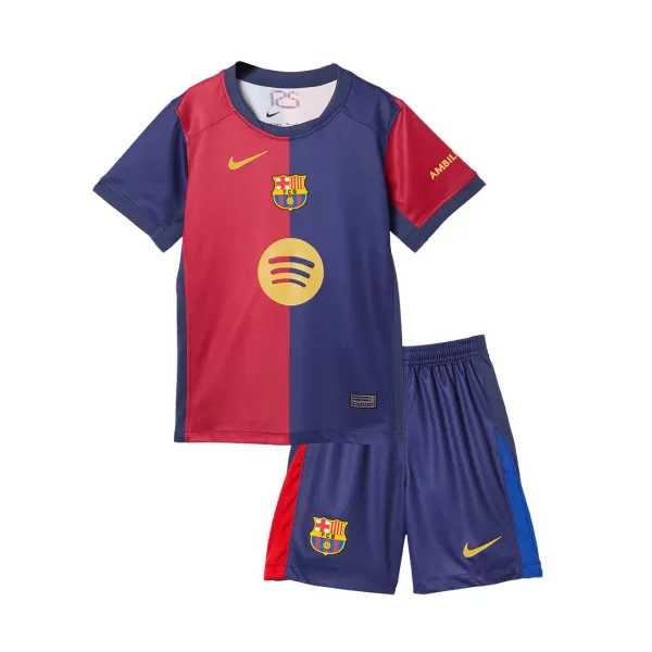 Kid's Barcelona Home Jerseys Kit(Jersey+Shorts) 2024/25 - Spotify Logo Without Text - thejerseys