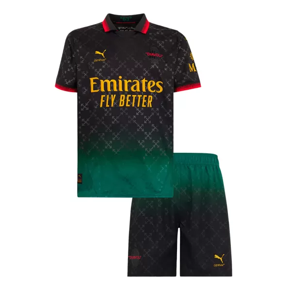 Kid's AC Milan x Off-White Fourth Away Jersey Kit(Jersey+Shorts) 2024/25 - thejerseys