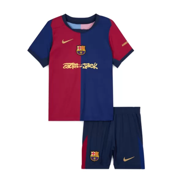 Kid's Barcelona X Travis Scott Home Jersey Kit(Jersey+Shorts) 2024/25 - thejerseys