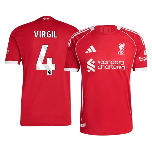 VIRGIL #4 Liverpool Home Match Jersey Player Version 2025/26 - thejerseys