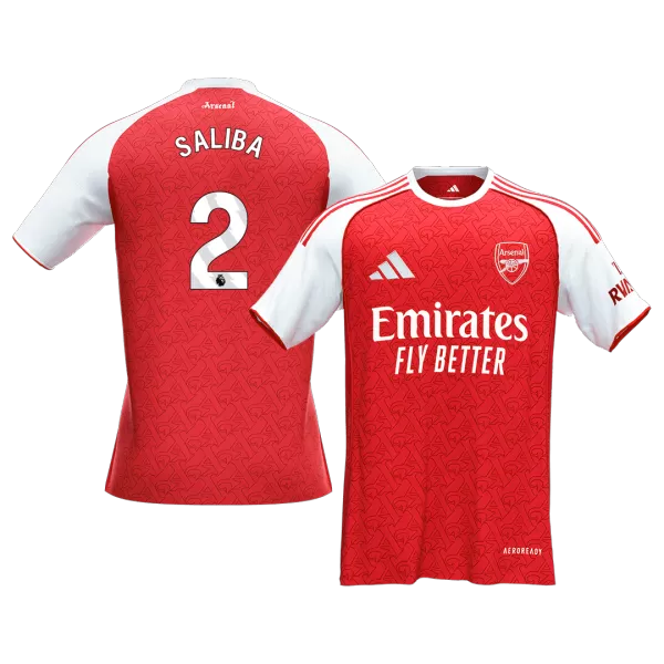 SALIBA #2 Arsenal Home Soccer Jersey 2025/26 Red - thejerseys