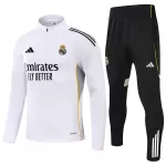 Kids Real Madrid 1/4 Zipper Sweat Kit(Top+Pants) White 2025/26 - thejerseys