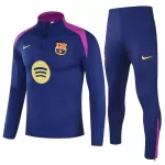 Kids Barcelona 1/4 Zipper Sweat Kit(Top+Pants) Navy 2025/26 - thejerseys