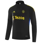 Kids Manchester United 1/4 Zipper Sweat Kit(Top+Pants) Black 2025/26 - thejerseys