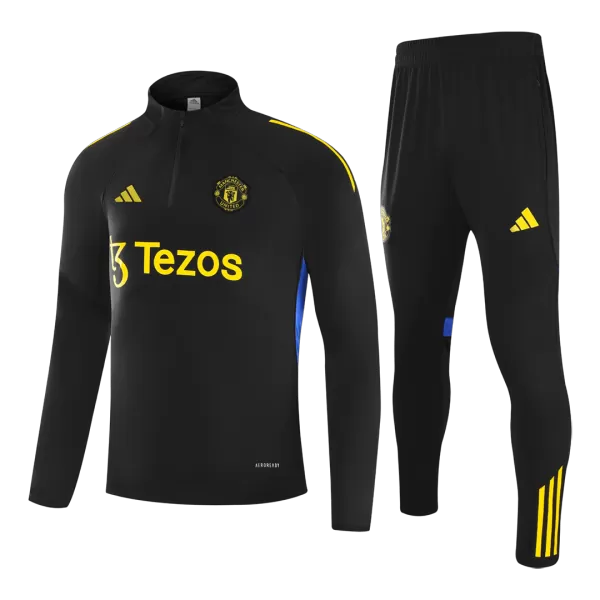 Manchester United 1/4 Zipper Sweat Kit(Top+Pants) Black 2025/26 - thejerseys