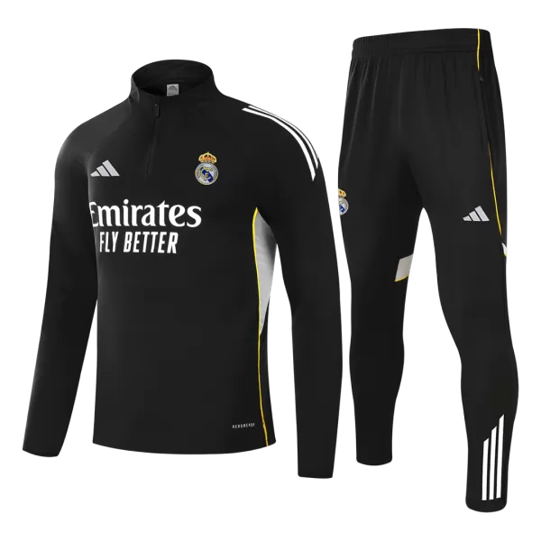 Real Madrid 1/4 Zipper Sweat Kit(Top+Pants) Black 2025/26 - thejerseys