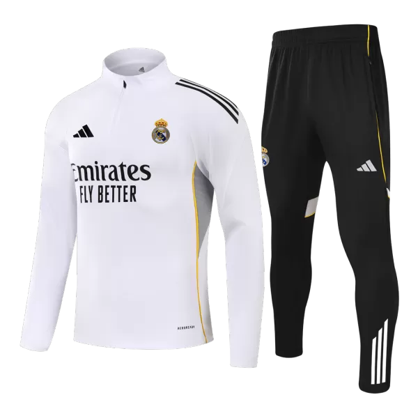 Real Madrid 1/4 Zipper Sweat Kit(Top+Pants) White 2025/26 - thejerseys