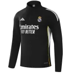 Kids Real Madrid 1/4 Zipper Sweat Kit(Top+Pants) Black 2025/26 - thejerseys