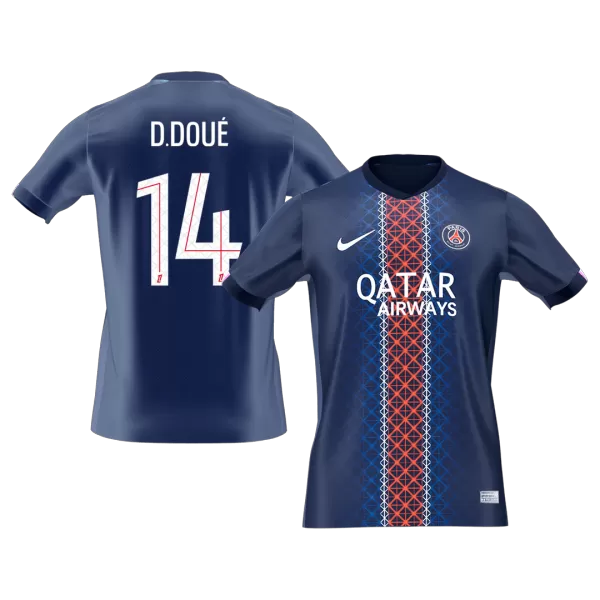D.DOUÉ #14 PSG Home Soccer Jersey 2025/26 Navy - thejerseys