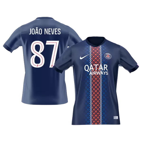 JOÃO NEVES #87 PSG Home Soccer Jersey 2025/26 Navy - thejerseys