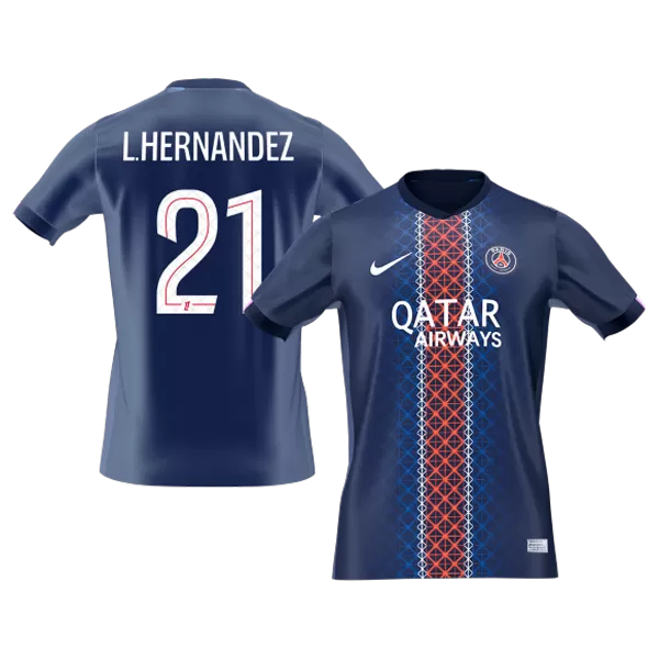 L.HERNANDEZ #21 PSG Home Soccer Jersey 2025/26 Navy - thejerseys