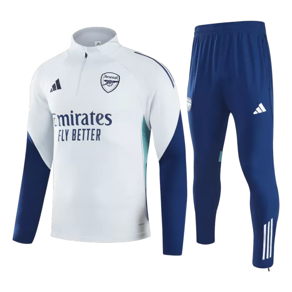 Arsenal 1/4 Zipper Sweat Kit(Top+Pants) White 2025/26 - thejerseys