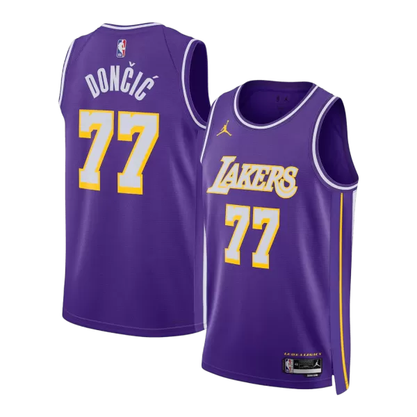Men's Los Angeles Lakers Dončić #77 Purple Swingman Jersey - Statement Edition - thejerseys