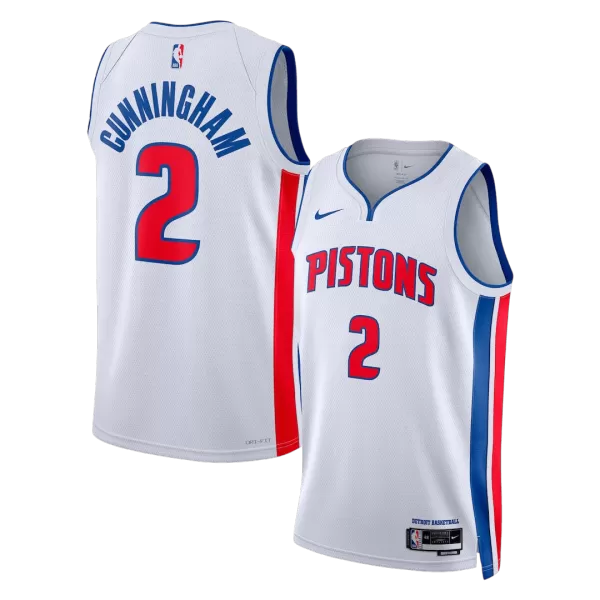 Men's Detroit Pistons Cunningham #2 White Swingman Jersey - Association Edition - thejerseys