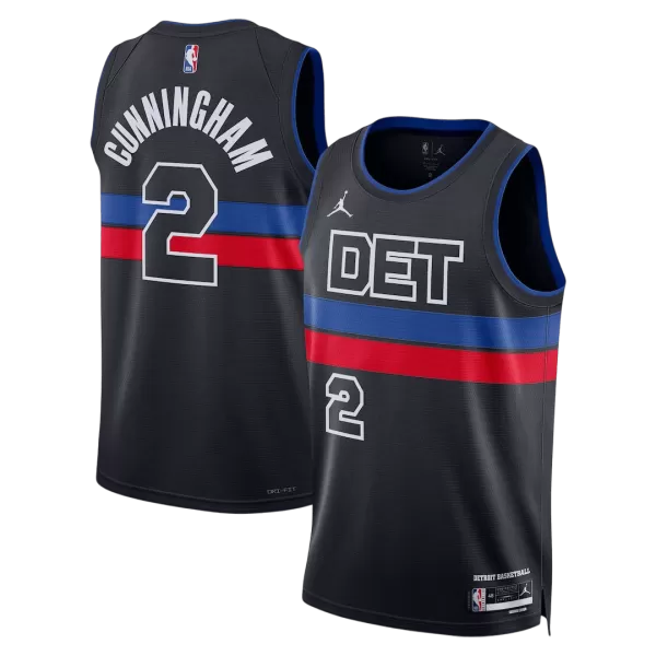 Men's Detroit Pistons Cunningham #2 Black Swingman Jersey - Statement Edition - thejerseys