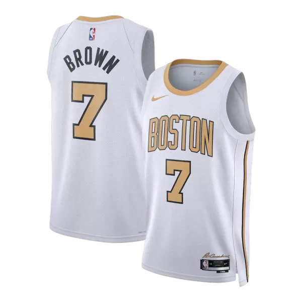 Men's Boston Celtics Brown #7 White Swingman Jersey 2025/26 - City Edition - thejerseys