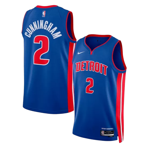 Men's Detroit Pistons Cunningham #2 Blue Swingman Jersey - Icon Edition - thejerseys