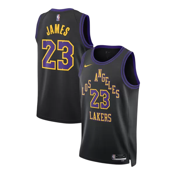 Men's Los Angeles Lakers James #23 Black Swingman Jersey 2025/26 - City Edition - thejerseys