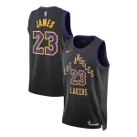 Men's Los Angeles Lakers James #23 Black Swingman Jersey 2025/26 - City Edition - thejerseys