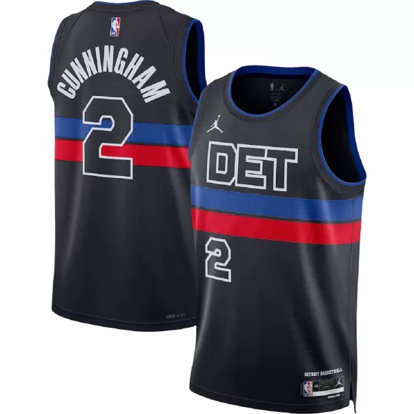Men's Detroit Pistons Cunningham #2 Black Swingman Jersey - Statement Edition - thejerseys
