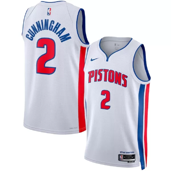 Men's Detroit Pistons Cunningham #2 White Swingman Jersey - Association Edition - thejerseys