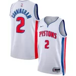 Men's Detroit Pistons Cunningham #2 White Swingman Jersey - Association Edition - thejerseys