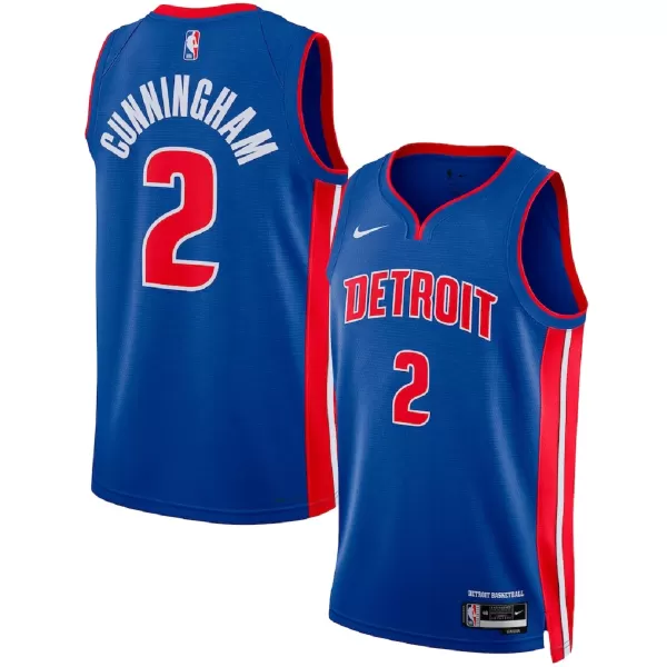 Men's Detroit Pistons Cunningham #2 Blue Swingman Jersey - Icon Edition - thejerseys