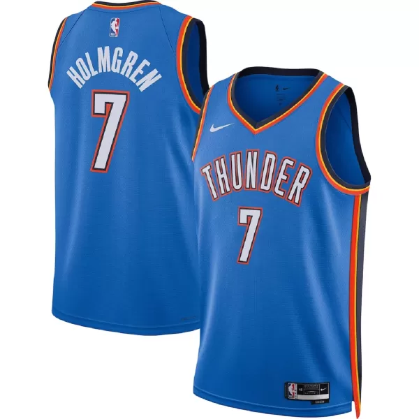 Men's Oklahoma City Thunder Holmgren #7 Blue Swingman Jersey - Icon Edition - thejerseys