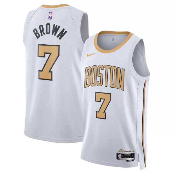 Men's Boston Celtics Brown #7 White Swingman Jersey 2025/26 - City Edition - thejerseys
