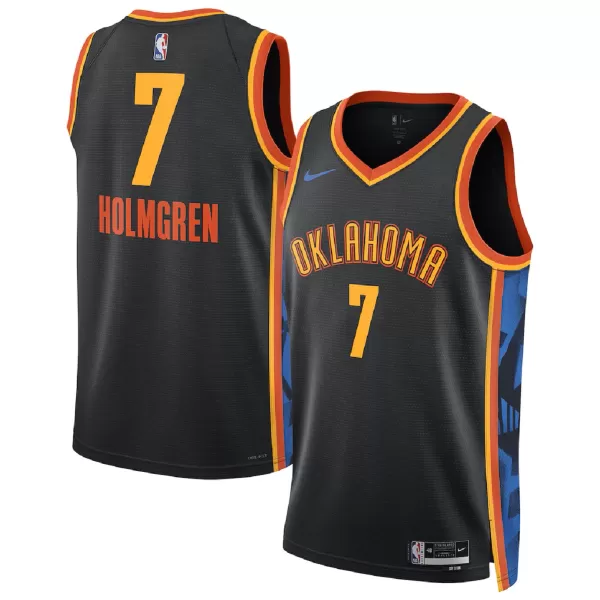 Men's Oklahoma City Thunder Holmgren #7 Black Swingman Jersey - City Edition - thejerseys