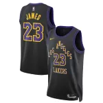 Men's Los Angeles Lakers James #23 Black Swingman Jersey 2025/26 - City Edition - thejerseys