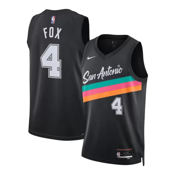 Men's San Antonio Spurs Fox #4 Black Swingman Jersey 2025/26 - City Edition - thejerseys
