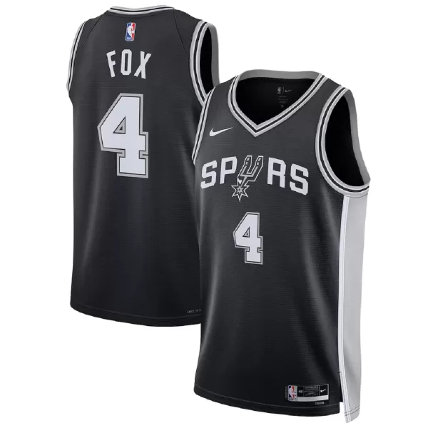 Men's San Antonio Spurs Fox #4 Black Swingman Jersey - Icon Edition - thejerseys