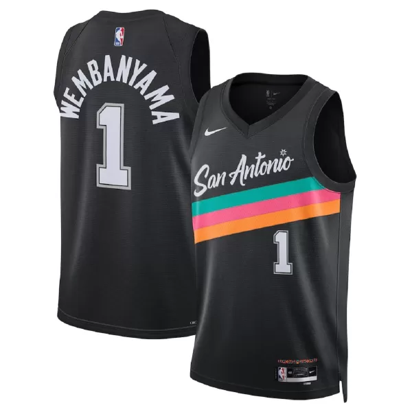 Men's San Antonio Spurs Wembanyama #1 Black Swingman Jersey 2025/26 - City Edition - thejerseys