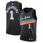 Men's San Antonio Spurs Wembanyama #1 Black Swingman Jersey 2025/26 - City Edition - thejerseys