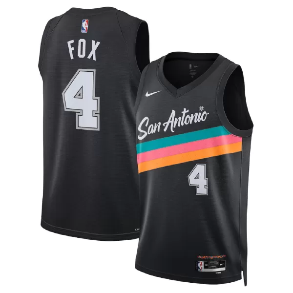 Men's San Antonio Spurs Fox #4 Black Swingman Jersey 2025/26 - City Edition - thejerseys