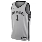 Men's San Antonio Spurs Wembanyama #1 Gray Swingman Jersey - Statement Edition - thejerseys