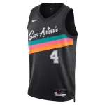 Men's San Antonio Spurs Fox #4 Black Swingman Jersey 2025/26 - City Edition - thejerseys