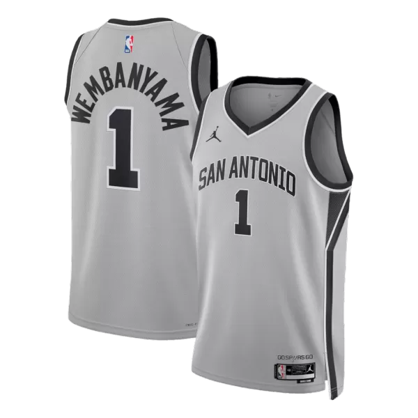 Men's San Antonio Spurs Wembanyama #1 Gray Swingman Jersey - Statement Edition - thejerseys